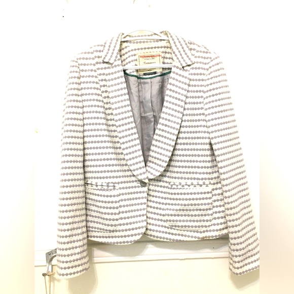 Anthropologie Cartonnier Cottom Blend Grey and White Blazer - Picture 1 of 4